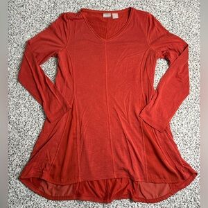 Chico's Rust Long Sleeve V-Neck Top